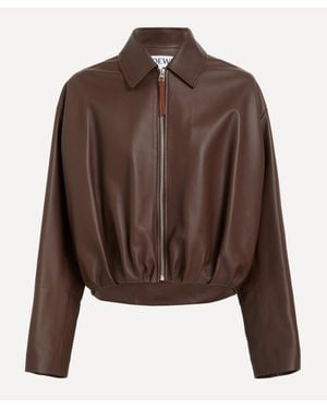Loewe Draped Nappa Leather Jacket - Brown