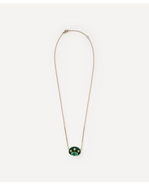 Brooke Gregson 18Ct Emerald Stargaze Enamel Diamond Pendant Necklace - Blue