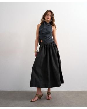 TOPSHOP Drop Waist Saloon Maxi Skirt - Black
