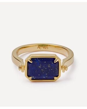 Astley Clarke Deco Lapis And Malachite Spinner Ring - Blue