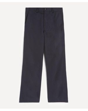 Aaron Levine Cotton-Linen Workwear Pants - Blue