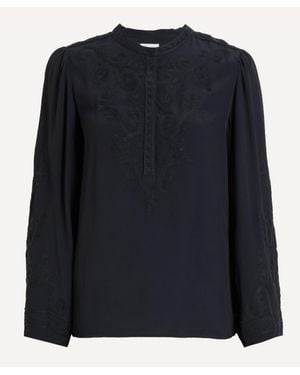 Isabel Marant Falonne Embroidered Crepe Blouse - Black