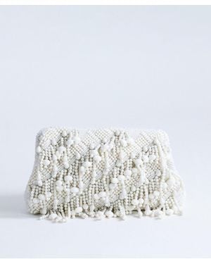 TOPSHOP Garrison Bead Embellished Clutch - White