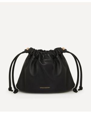 Strathberry Charlotte Leather Drawstring Bag - Black
