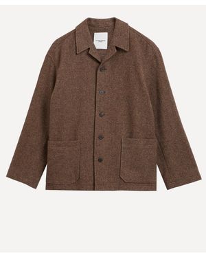 LE17SEPTEMBRE Open Collar Wool Shirt - Brown