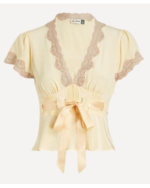 RIXO London Daniela Silk Crepe Top - Natural