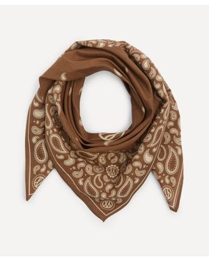 lescarf Paisley 55X55 Cotton Scarf - Brown