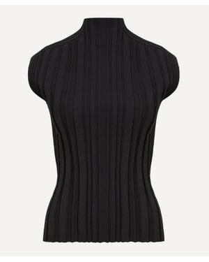 Pleats Please Issey Miyake Rib-Knit Top - Black