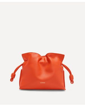 Loewe Flamenco Mini Leather Clutch Bag - Orange