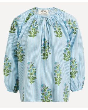 SZ Blockprints Cornflower- Ida Blouse - Blue