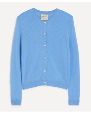 Jumper 1234 Plain Crew Cashmere Cardigan - Blue