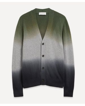 Officine Generale Miles Wool And Cashmere Dip-Dyed Cardigan - Green