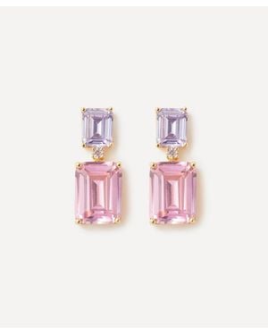 CZ by Kenneth Jay Lane Plated And Rectangle Drop Earrings - Pink