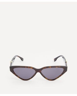 Fendi Cat Eye Ff Diamonds Havana Acetate Sunglasses - Multicolour