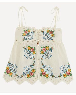 FARM Rio Off- Grandmas Treasure Lacy Sleeveless Blouse - White