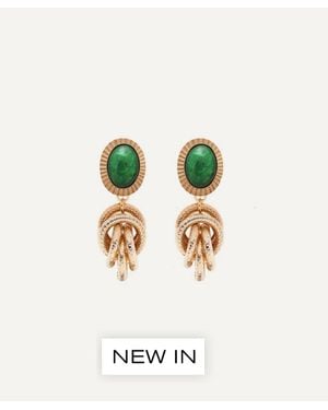 Anton Heunis Plated Omega Clasp Lily Pad And Knot Drop Earrings - White