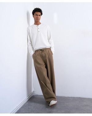 TOPMAN Relaxed Herringbone Pants - White
