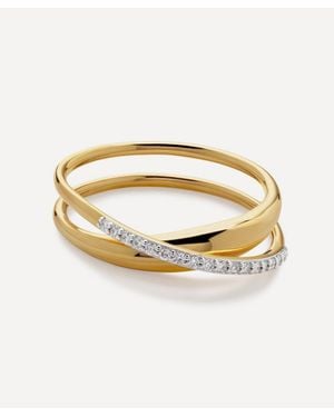 Monica Vinader 18Ct-Plated Vermeil Diamond Nura Wrap Ring - Metallic
