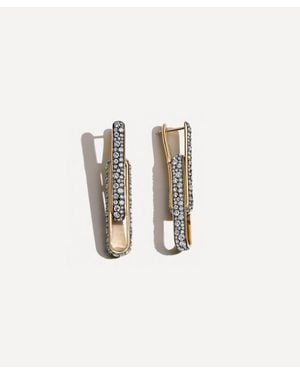 Lucy Delius 14Ct Diamond Stirrup Drop Earrings - White