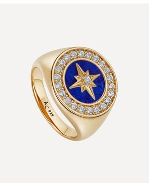 Astley Clarke 18Ct Plated Vermeil Polaris Lapis Signet Ring - Blue