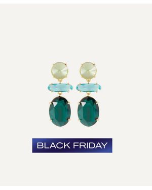 Kenneth Jay Lane Plated Emerald Tri-Shape Drop Earrings - White