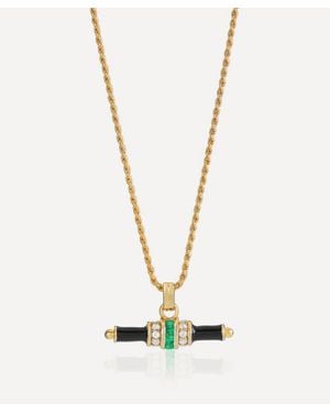 V By Laura Vann 18Ct-Plated Vermeil Bridget Enamel T-Bar Pendant Necklace - Metallic
