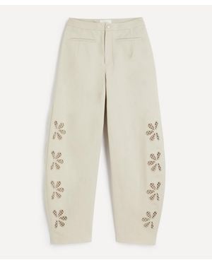 Clea Romeo Cutwork Embroidered Pants - Natural