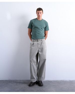 TOPMAN Herringbone Barrel Pants - Blue