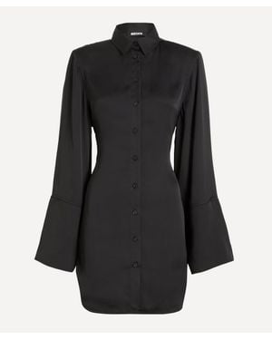 ROTATE BIRGER CHRISTENSEN Satin Tie Shirt Dress - Black
