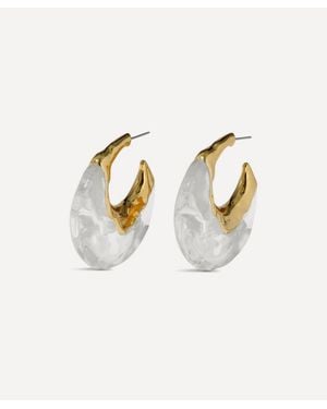 Alexis 14Ct-Plated Liquid Lucite Puffy Hoop Earrings - White