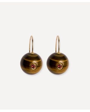 Lizzie Fortunato Plated Comet Tiger's Eye Drop Earrings - Brown