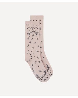 Kujten Sig Bandana Cashmere Socks - White