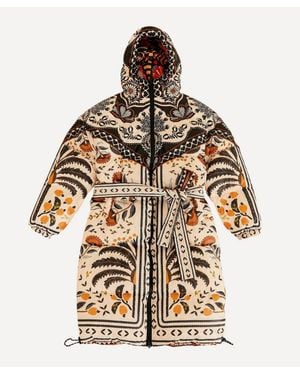 FARM Rio Sand Palms Paradise Reversible Puffer Jacket - Brown