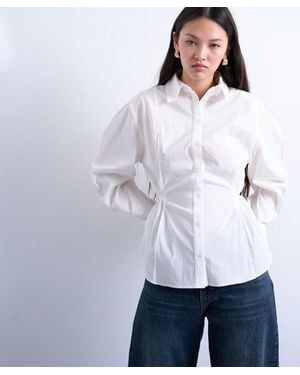TOPSHOP Tie-Back Long-Sleeve Shirt - White