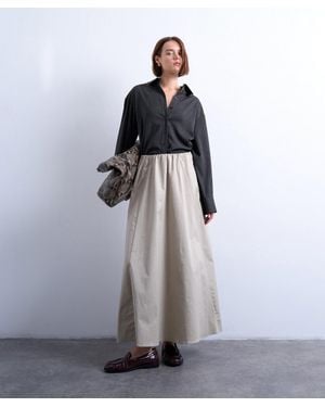 TOPSHOP Heavy Twill Full Circle Midi Skirt - Gray