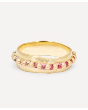 Polly Wales 18Ct Wide Mixed Cut Nina Band Ring - Metallic