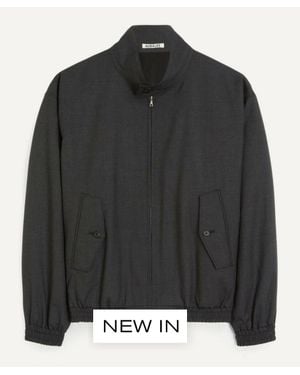 AURALEE Ultra-Fine Tropical Wool Zip Blouson Jacket - Black