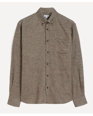 Sunspel Brushed Cotton Shirt - Brown