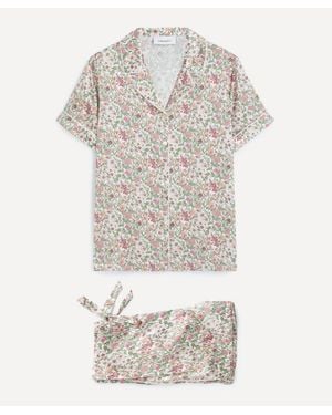 Liberty Silk-Satin Short Pajama Set - White