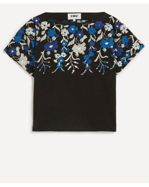 YMC Magnolia Embroidered Short-Sleeve Top - Black