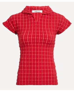 Peachy Den Cindy Polo Top - Red