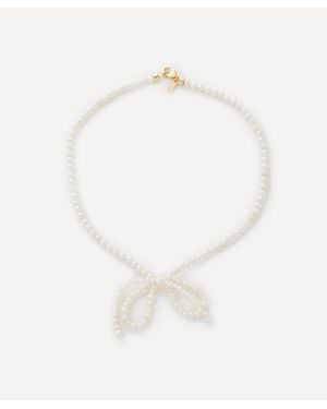 Joolz by Martha Calvo Bow Pearl Necklace - White