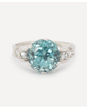 Kojis 14Ct And Platinum Art Deco Zircon Cocktail Ring - Blue