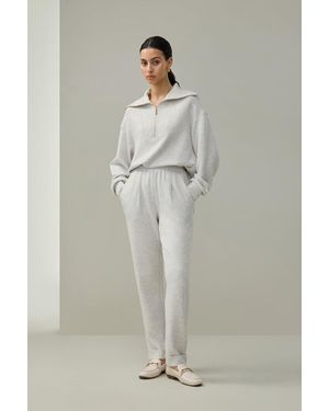 LILYSILK Damen Barrel-Silhouette Hose Silkairy Strick - Grau