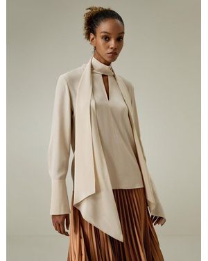 LILYSILK Seiden Bluse Damen De Schmale Hufeisenärmel Unverzichtbare Kleidung - Natur