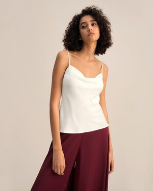 LILYSILK Seiden-Camisole Wasserfall Ausschnitt Elegant Stretch-Seide Weiß Gr - Rot