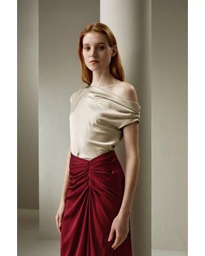 LILYSILK Seidentop U-Boot-Ausschnitt, Leicht Aprikose, Gr. 100% Seide, Elegant & Sexy, Kurze Ärmel, Wasserfall-Ausschnitt - Mehrfarbig