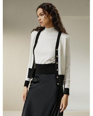 LILYSILK Kaschmirpullover Damen 100% Kaschmir Mit Kontrastierendem Saum Gemütlich & Bequem De - Natur