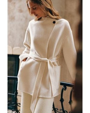 LILYSILK Damen Woll-Kaschmir Eleganter Kurzmantel Größe - Natur