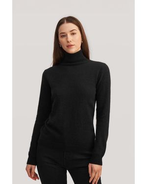 LILYSILK Rollkragenpullover Aus Reinem Kaschmir Damen De Glatt - Schwarz